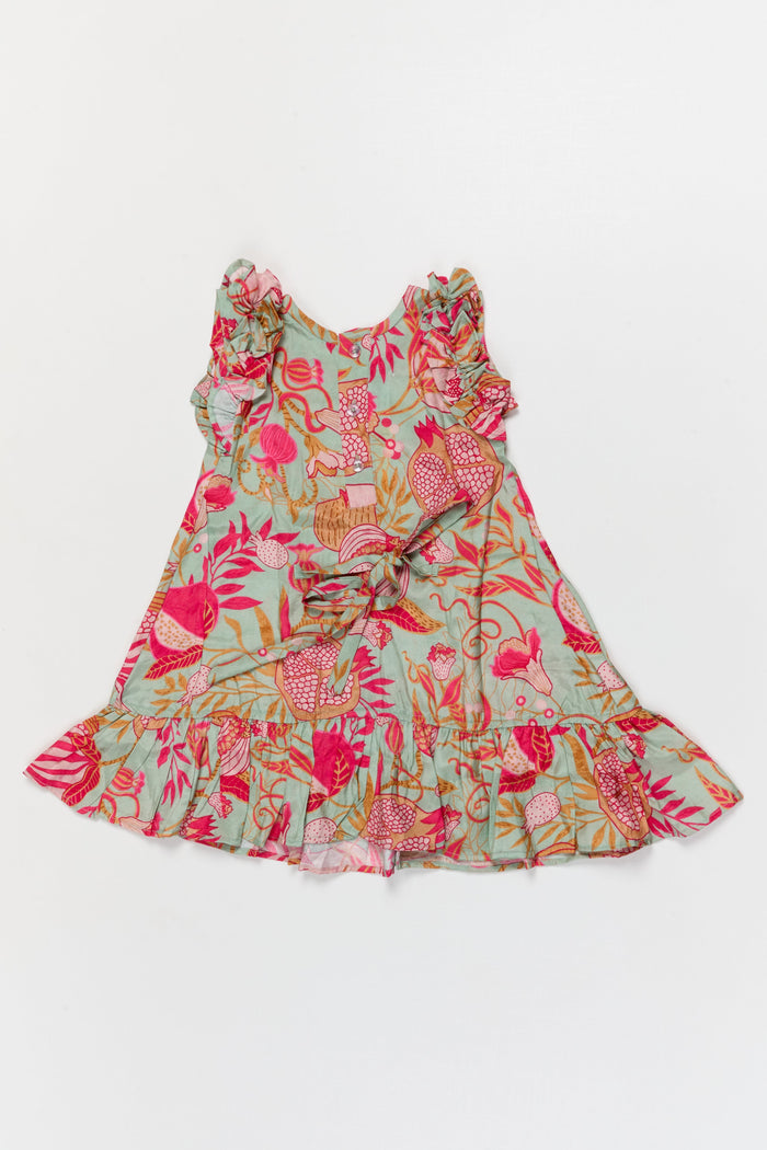 The Nesavu Girls Cotton Frock Toddler Girl Viscose Silk Frock with Floral Print for Casual Festive Moments Nesavu Nesavu toddler girl viscose silk frock with digital floral print for festive and casual occasions