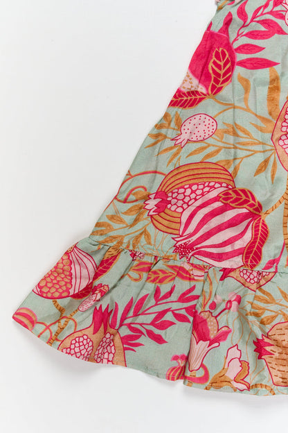 The Nesavu Girls Cotton Frock Toddler Girl Viscose Silk Frock with Floral Print for Casual Festive Moments Nesavu Nesavu toddler girl viscose silk frock with digital floral print for festive and casual occasions