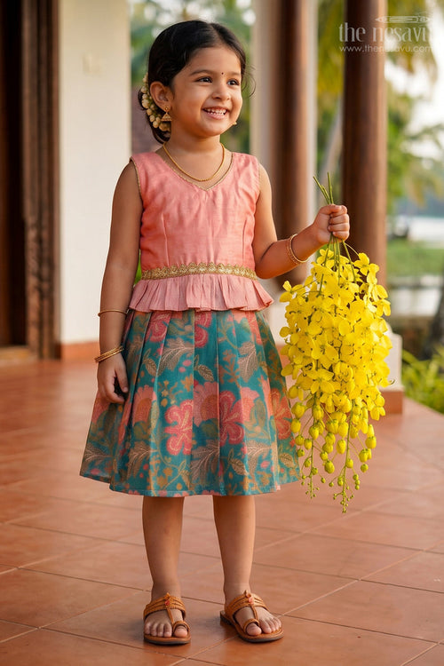 The Nesavu Silk Frock Toddler Silk Frock for Garden Birthday and Family Outing Nesavu 16 (1Y) / Green / Semi Banarasi SF1201A-16 Nesavu Toddler Silk Frock For Garden Birthday And Family Outing With Digital Print
