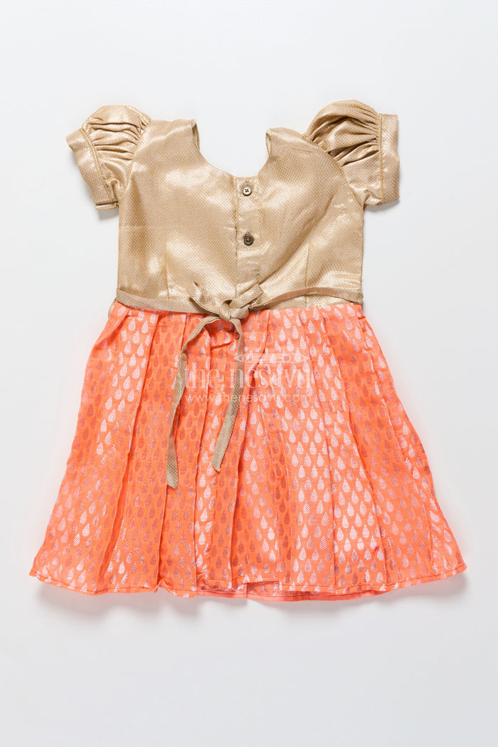The Nesavu Pattu Pavadai Traditional Baby Girl Pattu Pavadai with Semi Banarasi Design for Festive Occasions Nesavu Nesavu traditional baby pattu pavadai banarasi skirt tissue yoke  ideal festive wear