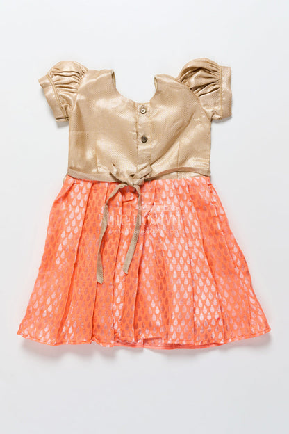 The Nesavu Pattu Pavadai Traditional Baby Girl Pattu Pavadai with Semi Banarasi Design for Festive Occasions Nesavu Nesavu traditional baby pattu pavadai banarasi skirt tissue yoke  ideal festive wear