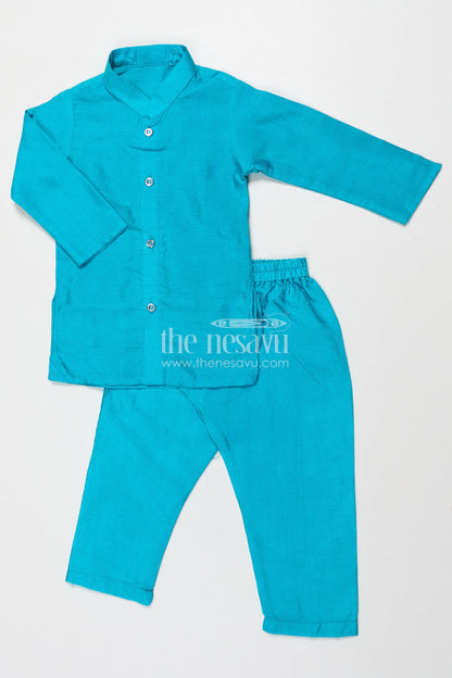 The Nesavu Boys Jacket Sets Traditional Boys Jacket Kurta Set with Embroidered Jacket for Poojas and Celebrations Nesavu Nesavu boys festive jacket set with embroidered Nehru jacket for traditional poojas and family gatherings