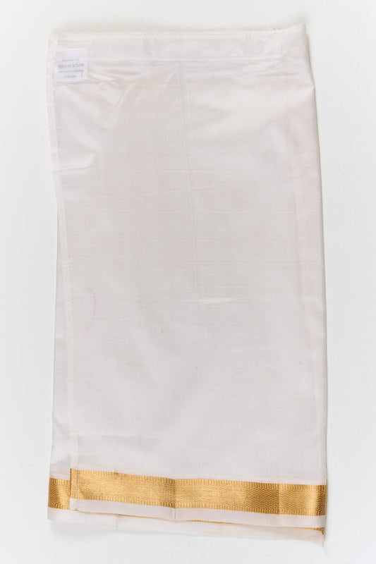 The Nesavu Boys Vesti Traditional Boys Vesti for Festive Dressing and Rituals Nesavu 16 (1Y) / White / Silk D055B-16 Nesavu traditional silk vesti for boys with broad zari border – best for poojas, weddings and ethnic events