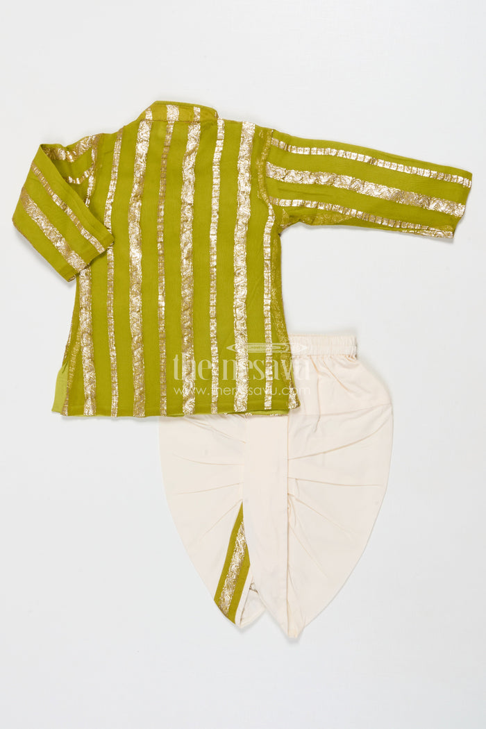 The Nesavu Boys Dothi Set Traditional Dhoti Kurta Set for Baby Boy for Ethnic Family Functions Nesavu Nesavu baby boy dhoti set in viscose silk for traditional occasions and naming ceremonies