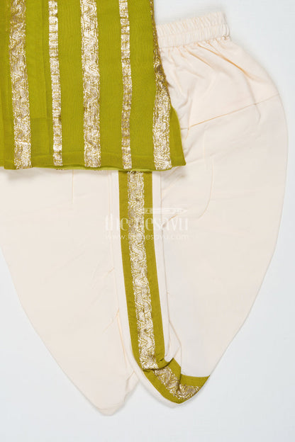 The Nesavu Boys Dothi Set Traditional Dhoti Kurta Set for Baby Boy for Ethnic Family Functions Nesavu Nesavu baby boy dhoti set in viscose silk for traditional occasions and naming ceremonies