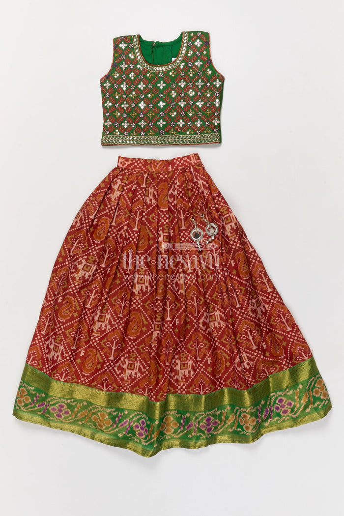 The Nesavu Girls Lehenga Choli Traditional Girls Lehenga Choli for Cultural Functions and Family Events Nesavu 24 (5Y) / Brown / Silk Blend GL851A-24 Nesavu traditional girls lehenga choli for family functions and ethnic celebrations