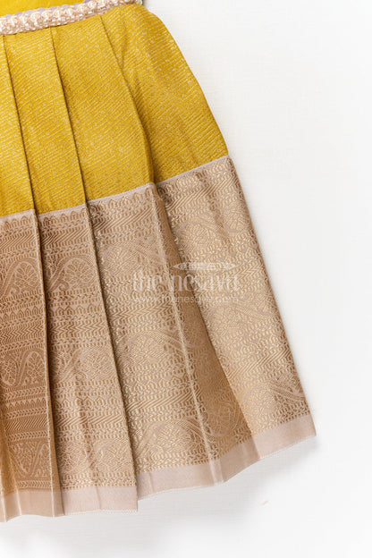 The Nesavu Girls Kanchi Silk Frock Traditional Silk Frock for Girls for Weddings and Milestone Occasions Nesavu Nesavu traditional silk frock for girls with pleated zari skirt and collar – ideal for weddings and birthdays