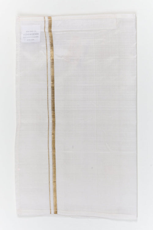 The Nesavu Boys Vesti Traditional Vesti for Boys Ethnic Wear and Festive Functions Nesavu 14 (6M) / White / Silk D049A-14 Nesavu boys traditional silk vesti with zari border for poojas and cultural occasions