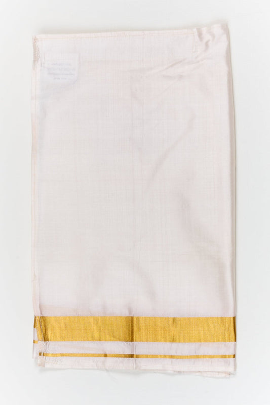 The Nesavu Boys Vesti Traditional Vesti for Boys Festive Wear and Wedding Functions Nesavu 12 (3M) / White / Silk D054A-12 Nesavu traditional silk vesti for boys with broad zari border for weddings and festive functions