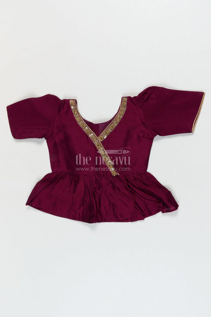 The Nesavu Pattu Pavadai Traditional Wrap-style Baby Pattu Pavadai for Festive Milestones Nesavu Nesavu wrap-style baby pattu pavadai with jungle print skirt for traditional festivities