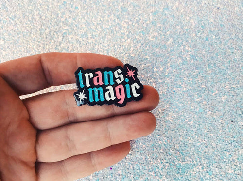 Trans Magic Enamel Pin - Glitter Trans Flag Colors