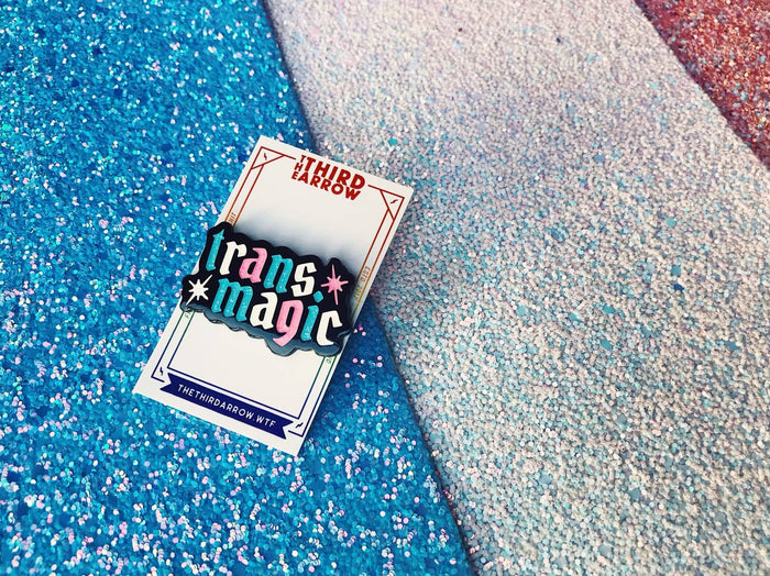 Trans Magic Enamel Pin - Glitter Trans Flag Colors