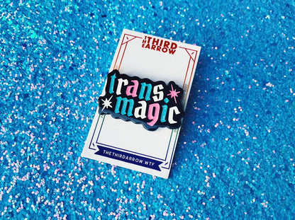 Trans Magic Enamel Pin - Glitter Trans Flag Colors