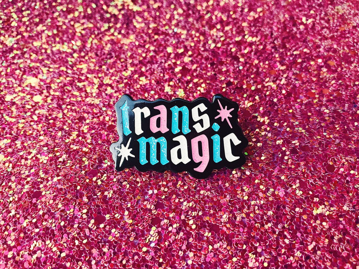 Trans Magic Enamel Pin - Glitter Trans Flag Colors