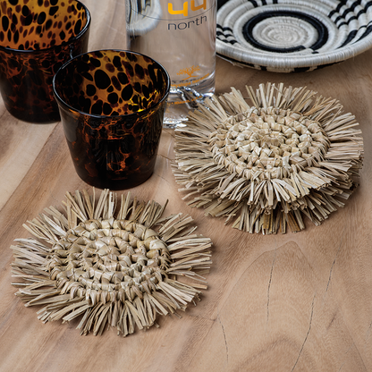 Tropical Pandan Fringed Coasters - Set of 4 - Coasters by Carlyle Avenue