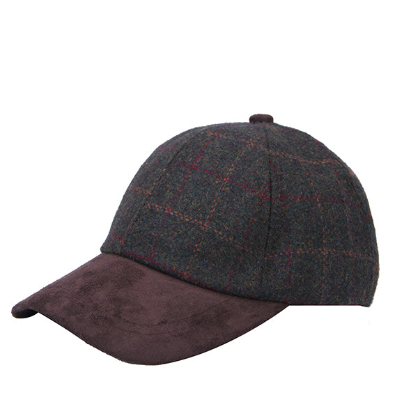 Two-tone cap with dark gray and brown fabric on a white background