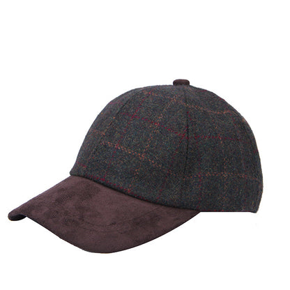 Two-tone cap with dark gray and brown fabric on a white background