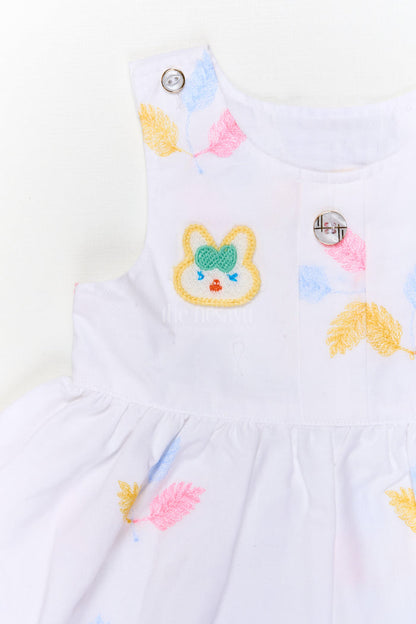 The Nesavu Baby Cotton Frocks Two-piece Baby Frock Set with Floral Embroidery and Bloomers Nesavu Baby frock set with embroidery and bloomers for comfortable everyday wear
