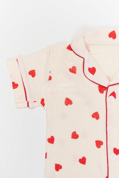 The Nesavu Night Dress Kids Cotton Suit for Comfortable Summer Sleep Nesavu Nesavu Kids Muslin Cotton Night Suit With Digital Print For Summer Sleepwear