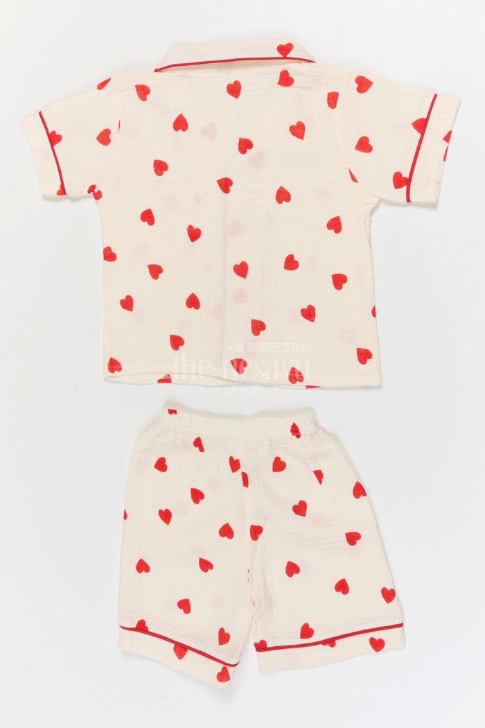 The Nesavu Night Dress Kids Cotton Suit for Comfortable Summer Sleep Nesavu Nesavu Kids Muslin Cotton Night Suit With Digital Print For Summer Sleepwear