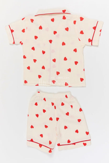 The Nesavu Night Dress Kids Cotton Suit for Comfortable Summer Sleep Nesavu Nesavu Kids Muslin Cotton Night Suit With Digital Print For Summer Sleepwear