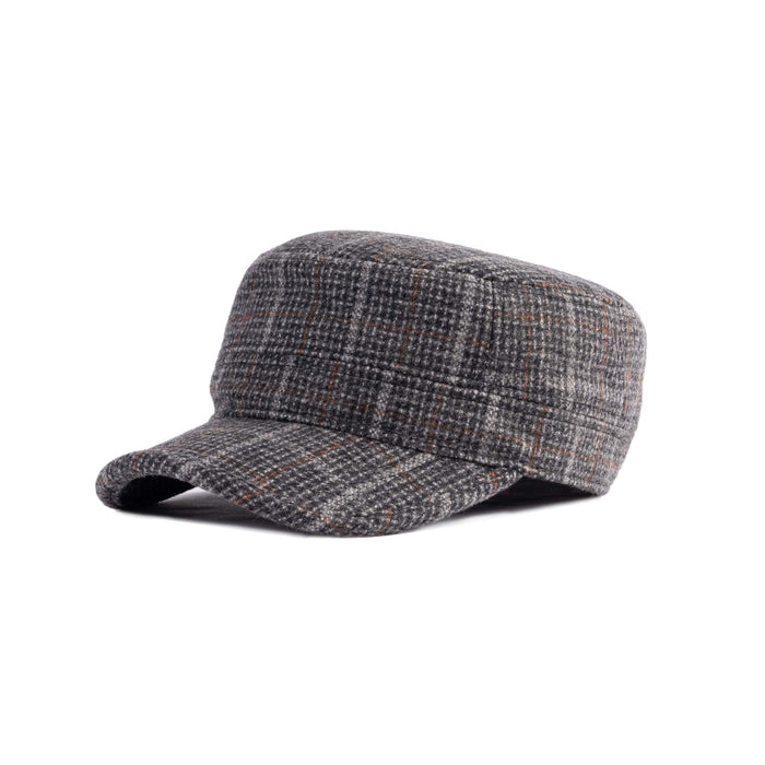 Unisex Tweed Military Cap – Wool Blend, One Size