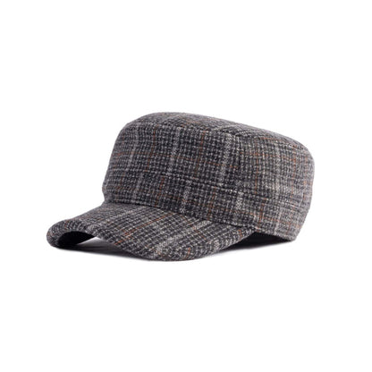 Unisex Tweed Military Cap – Wool Blend, One Size