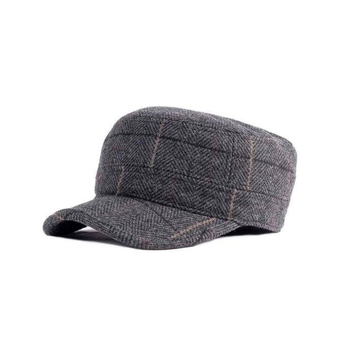 Unisex Tweed Military Cap with Adjustable Elastic Detail