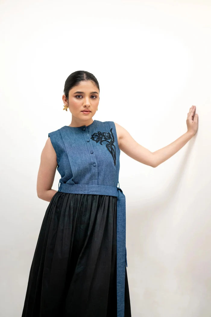Valerie Denim Applique' Dress Bloome