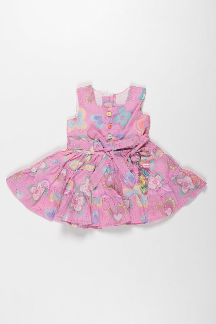 The Nesavu Girls Cotton Frock Vibrant Butterfly Print Cotton Frock for Girls - Colorful Summer Dress Nesavu Girls Butterfly Cotton Frock | Colorful & Comfortable Summer Dress | The Nesavu