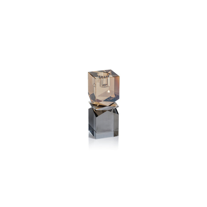 Vienna Two-Tone Crystal Candle Holder - Smoke & Gold - Candle Accessories by Carlyle Avenue