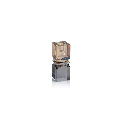 Vienna Two-Tone Crystal Candle Holder - Smoke & Gold - Candle Accessories by Carlyle Avenue