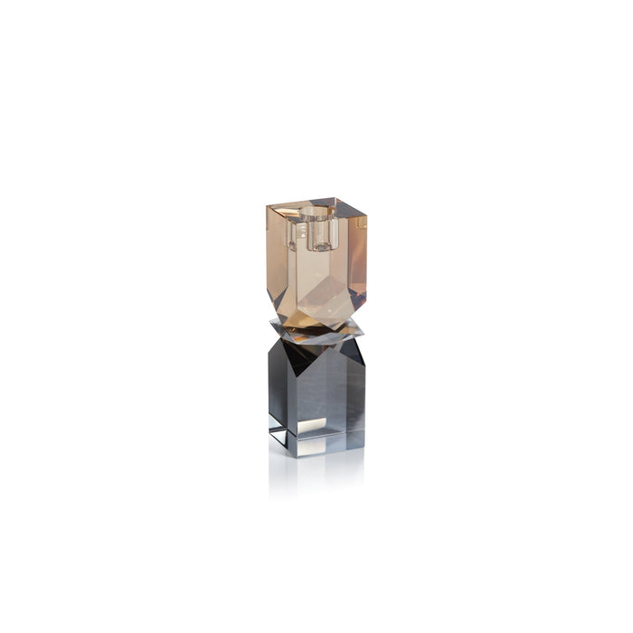 Vienna Two-Tone Crystal Candle Holder - Smoke & Gold - Candle Accessories by Carlyle Avenue