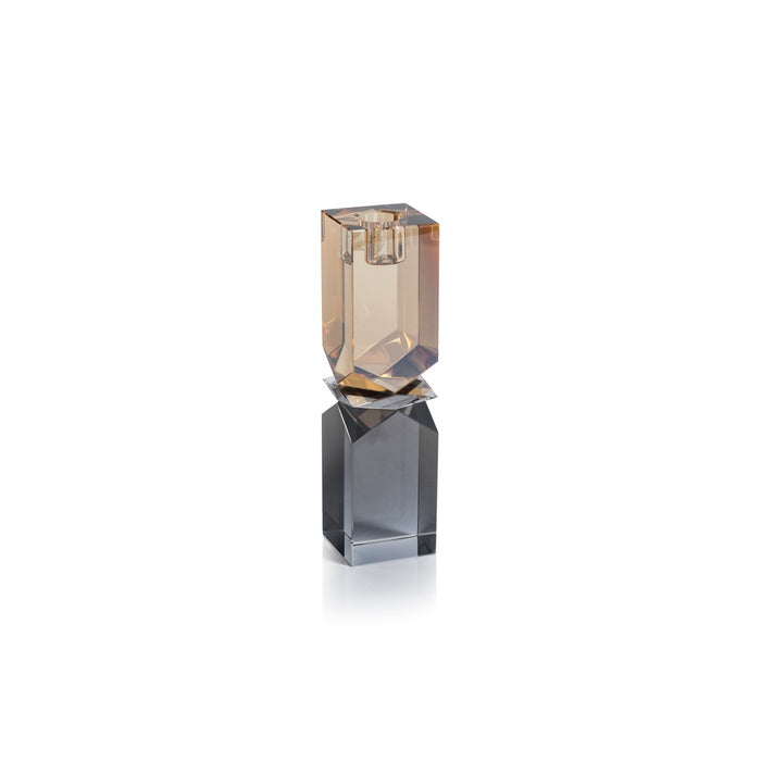 Vienna Two-Tone Crystal Candle Holder - Smoke & Gold - Candle Accessories by Carlyle Avenue