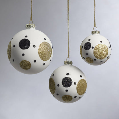 White Glass Ornament with Black & Gold Pattern - Ornaments by Carlyle Avenue