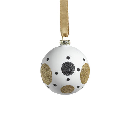 White Glass Ornament with Black & Gold Pattern - Ornaments by Carlyle Avenue
