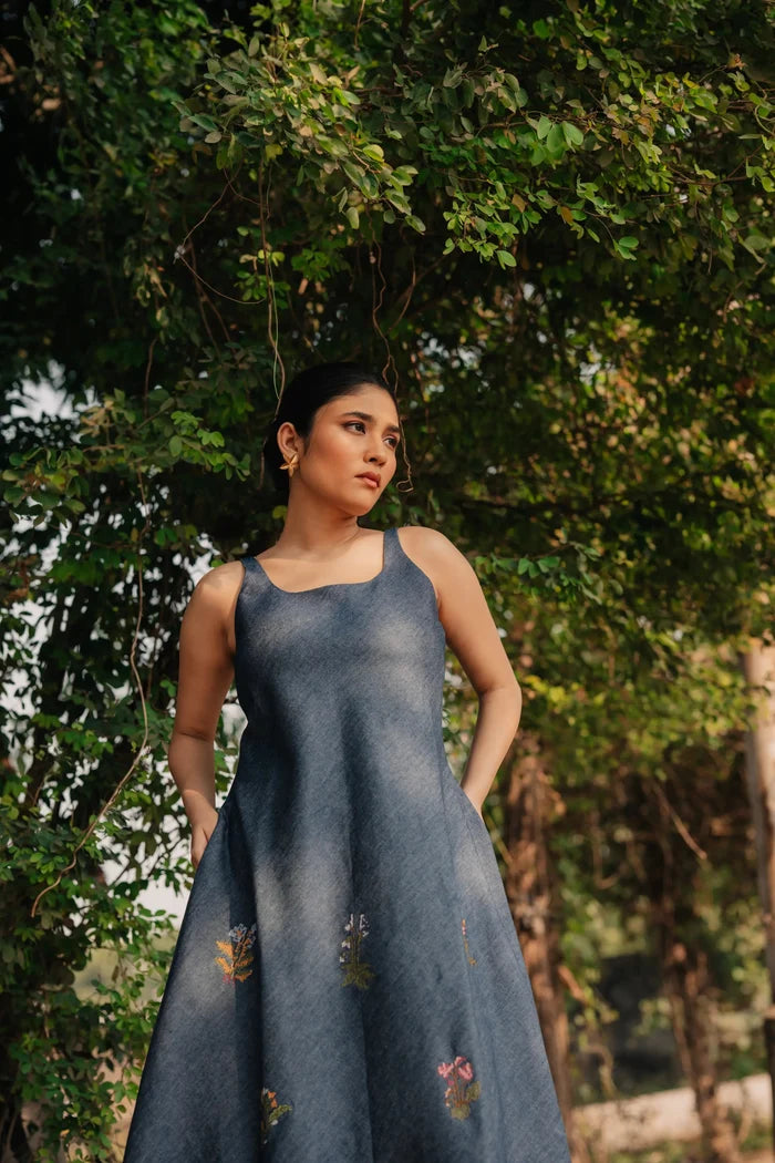 WILDFLOWERS DENIM DRESS Bloome