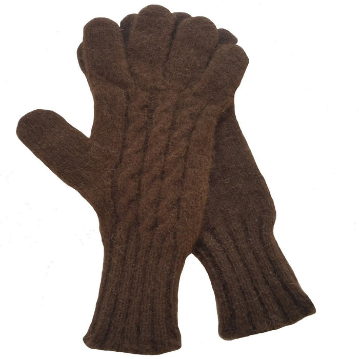 Ladies Cabled Bison Gloves Bison Gear The Buffalo Wool Co. Brown (Natural)