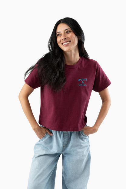 Women's The Heart Heavyweight Boxy T - Maroon / Deep Teal