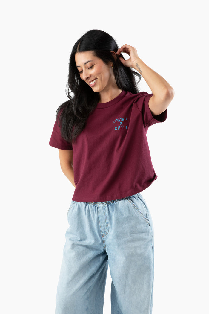 Women's The Heart Heavyweight Boxy T - Maroon / Deep Teal