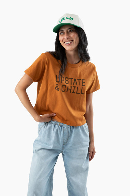 Women's The Linear Heavyweight Boxy T - Clay / Dark Brown