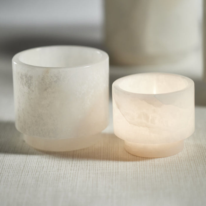 Yasmeen Polished Alabaster Stone Candle Holder - Candle Holders by Carlyle Avenue