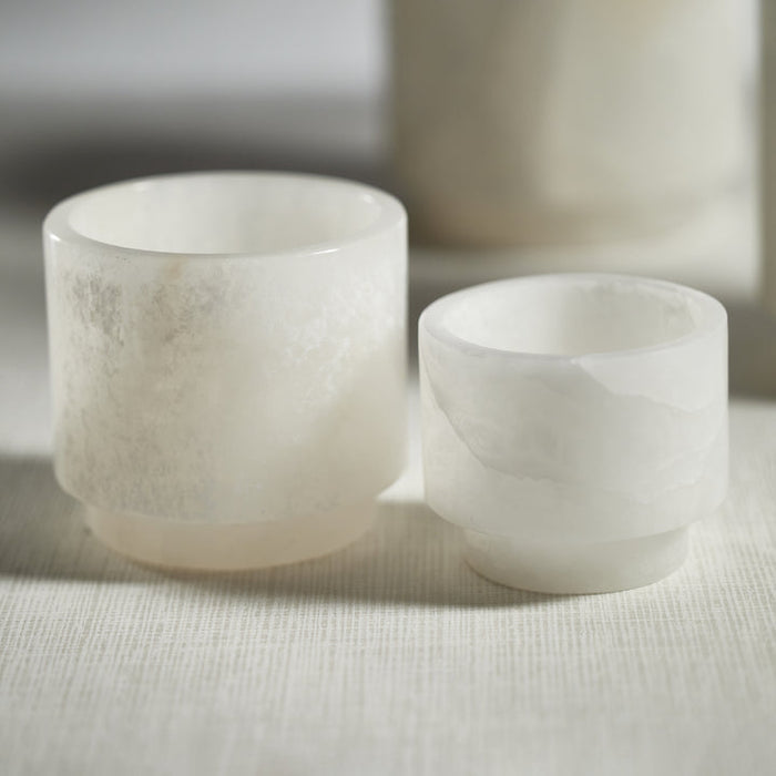Yasmeen Polished Alabaster Stone Candle Holder - Candle Holders by Carlyle Avenue